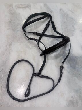 NEW Genuine Leather Bitless Pony Bridle Crossunder w/Reins Dark Brown